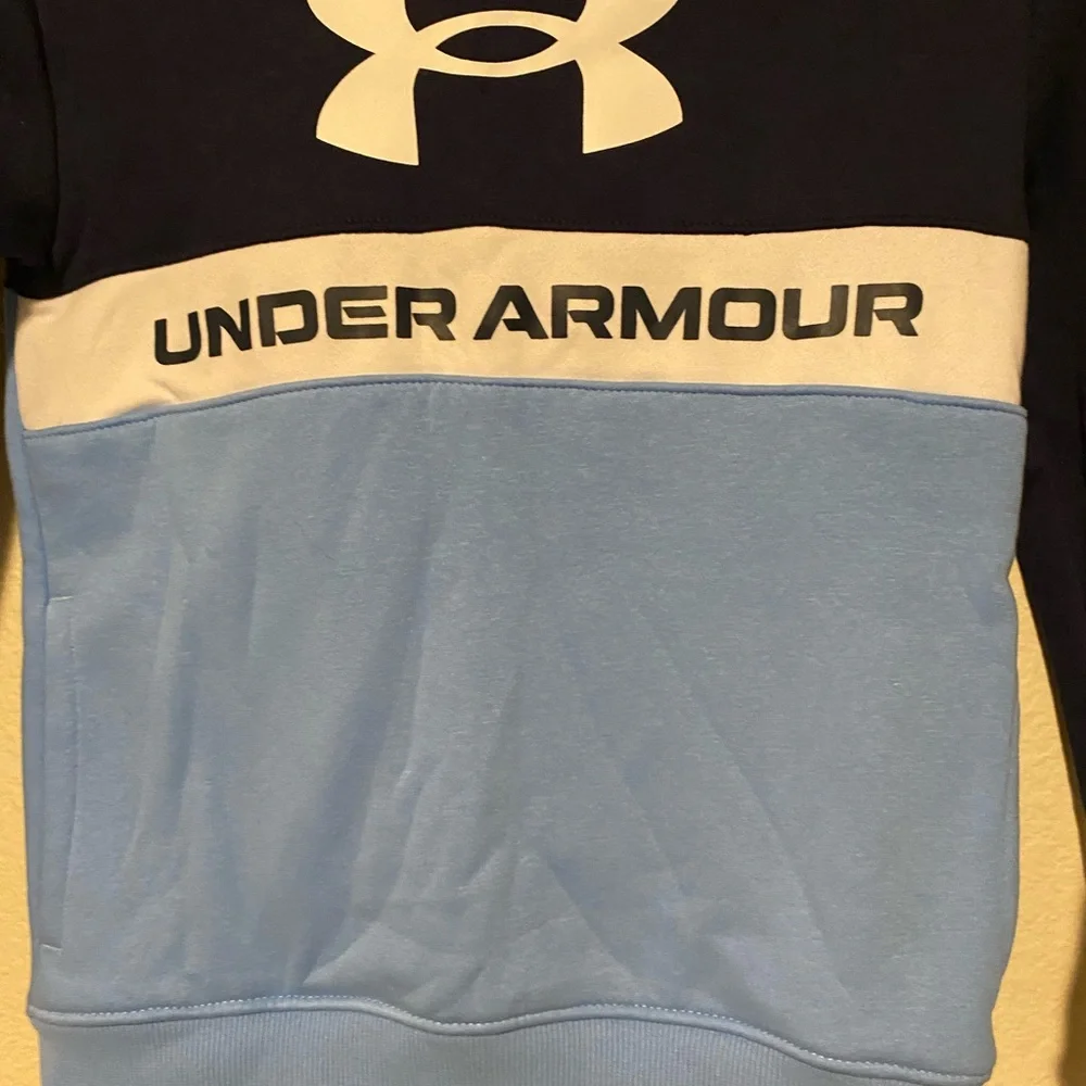 Under Armour Kids' Navy and Light Blue Hoodie Size 7